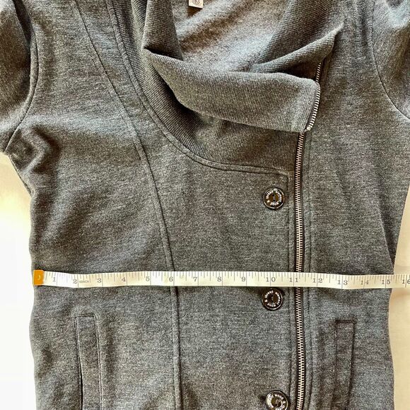 NWT Element Wood & Thread Asymmetric Zip Up Knit Cowl Jacket in Dark Grey Size M - Picture 11 of 12